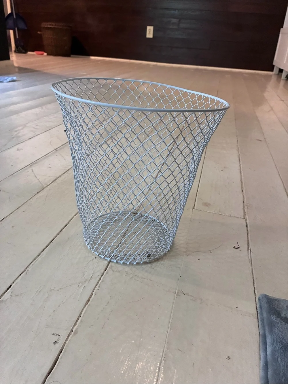 Essentials Wire Mesh Waste Basket (White)